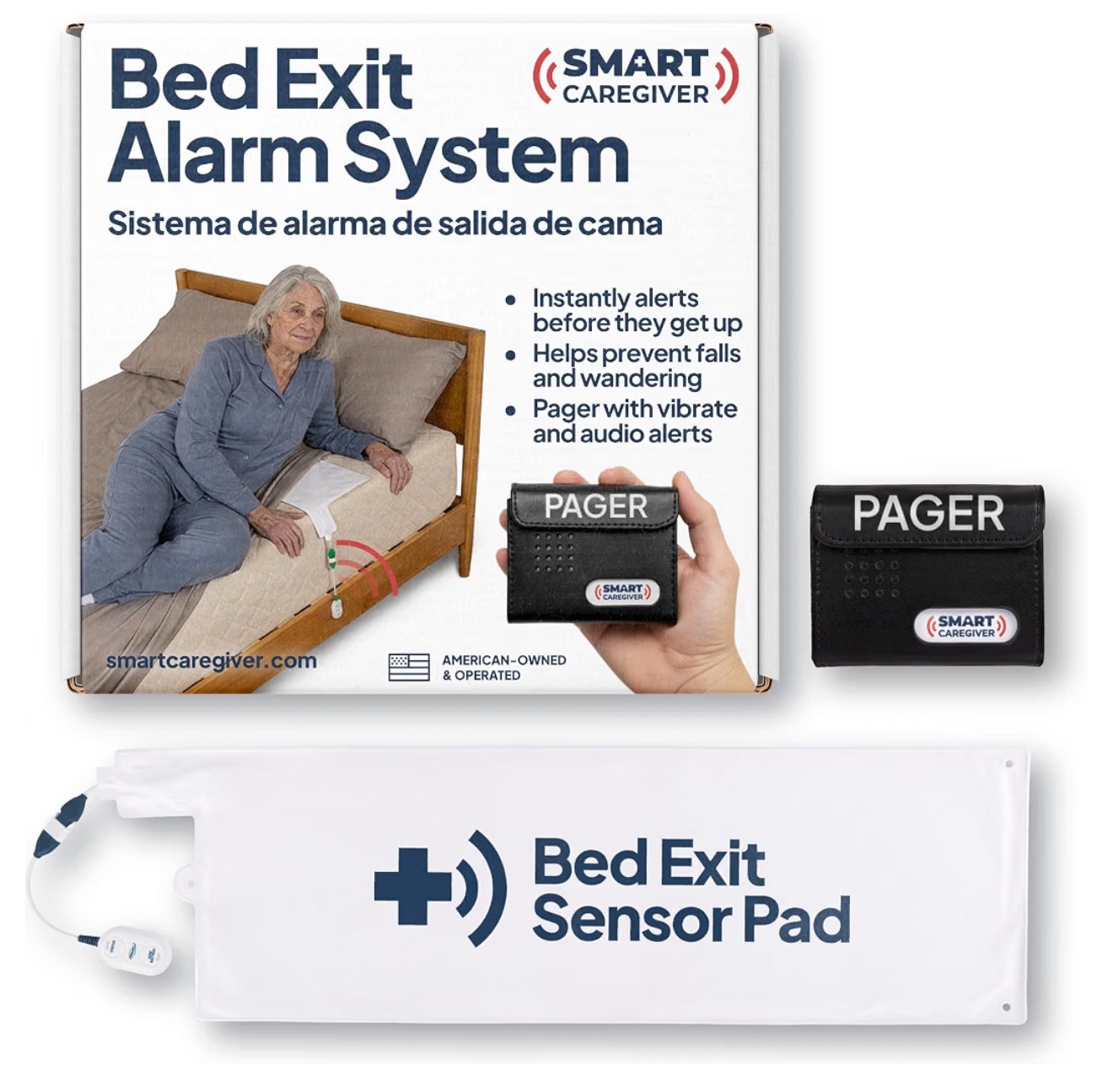 Smart Caregiver Bed Exit Alarm with Wireless Pager