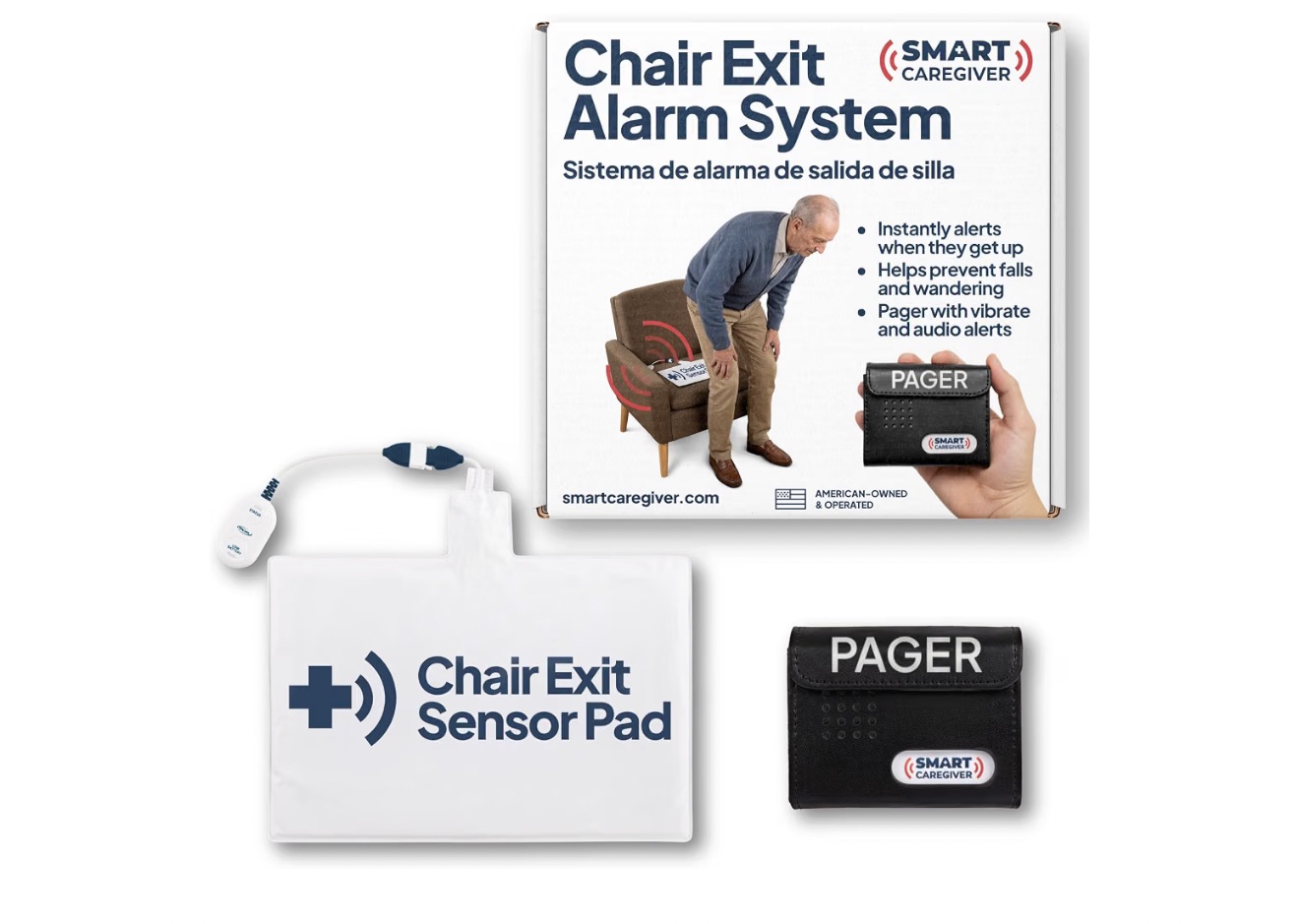 Smart Caregiver Chair Exit Alarm with Wireless Pager